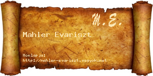 Mahler Evariszt névjegykártya